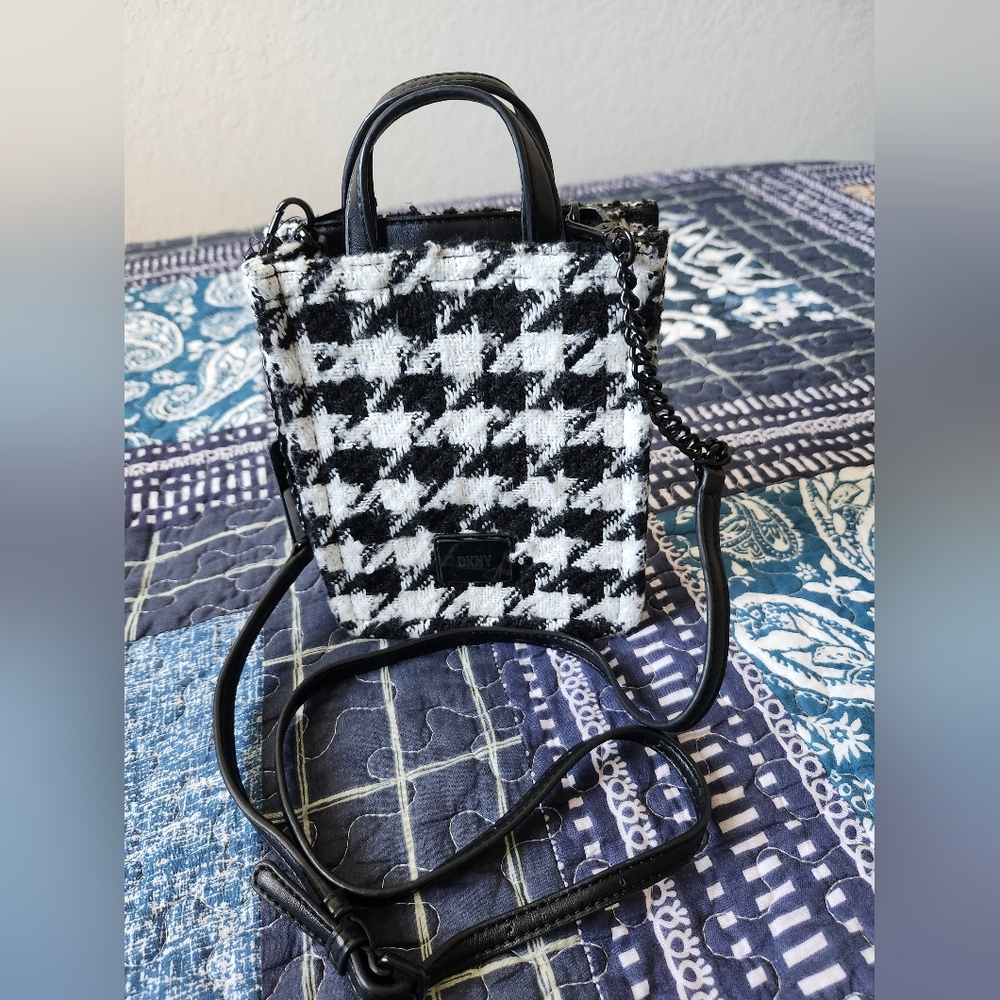 DNKY Black and White Houndstooth Mini Bag
